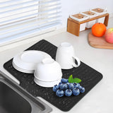 40x33 Inch Extra Large Kitchen Countertop Draining Silicone Tray - No Punching, Waterproof Drying Pad for Dishes,Water Diverting, Anti-Accumulating, Multifunctional Counter Protector for Kitchen Use Black