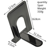 Metal Non-Slip Bookends - Heavy Duty Bookend Brackets with Anti-Slip Foam for Office and Home, T-Shaped Design for Stability, 310mm Size black