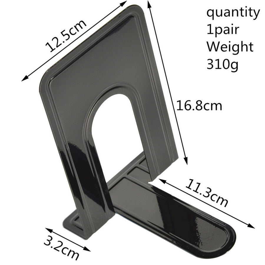 Metal Non-Slip Bookends - Heavy Duty Bookend Brackets with Anti-Slip Foam for Office and Home, T-Shaped Design for Stability, 310mm Size black