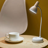 LED Desk Lamp with USB Charging Port, Auto Dimming Task Lamp, Flexible Gooseneck Table Light for Dorm Bedside, Adapter Include, White, Desk Lamp with Flexible Gooseneck Hose Neck White - Rear View