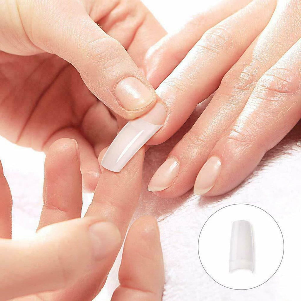 500PCS Half Cover False Nails Tips - Acrylic Nail Tips, Lady French Style Acrylic Artificial Tip Manicure with Box for Nail Tips Art Salons and Home DIY, Artificial False Nails Tips With Box