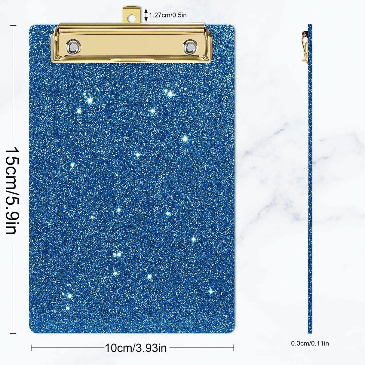 Acrylic Clipboards, Fashion Glitter Clip Board with Low Profile Gold Clip, Designed for Classroom School and Office Use, A4 Letter, 5.91x3.94x0.39 5.91" x 3.94" x 0.39" Green