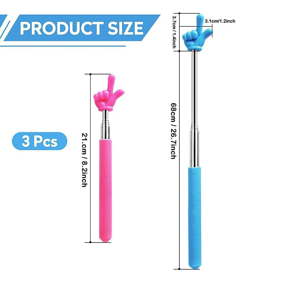 Retractable Teacher Pointer Sticks, 5 Colors Hand Pointer Stick, Student Finger Pointing Sticks, Extendable School Supplies for Reading, Classroom One Size Green