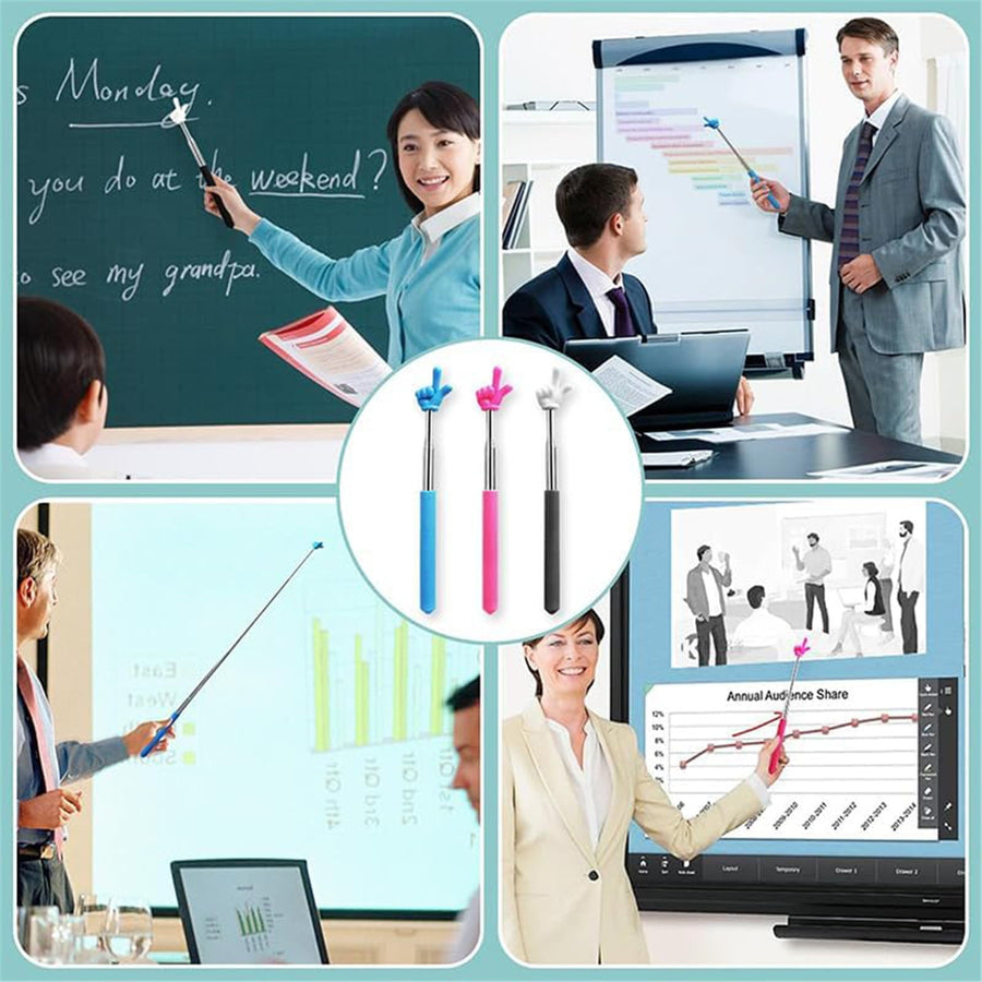 Retractable Teacher Pointer Sticks, 5 Colors Hand Pointer Stick, Student Finger Pointing Sticks, Extendable School Supplies for Reading, Classroom One Size Green