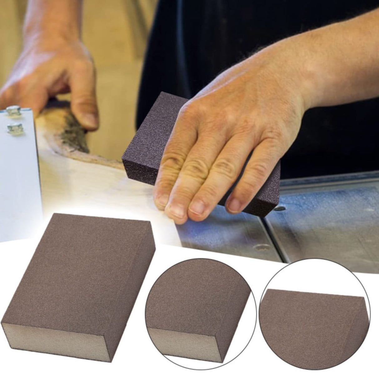 Sanding Sponge, Three Kinds of Grits 60/100/180, Washable and Reusable Handmade Sandpaper Block, Drywall Sandpaper Blocks for Wooden Drywall Sheetrock and Metal Glazing, 2.75x3.93x1.02 2.75" x 3.93" x 1.02" C