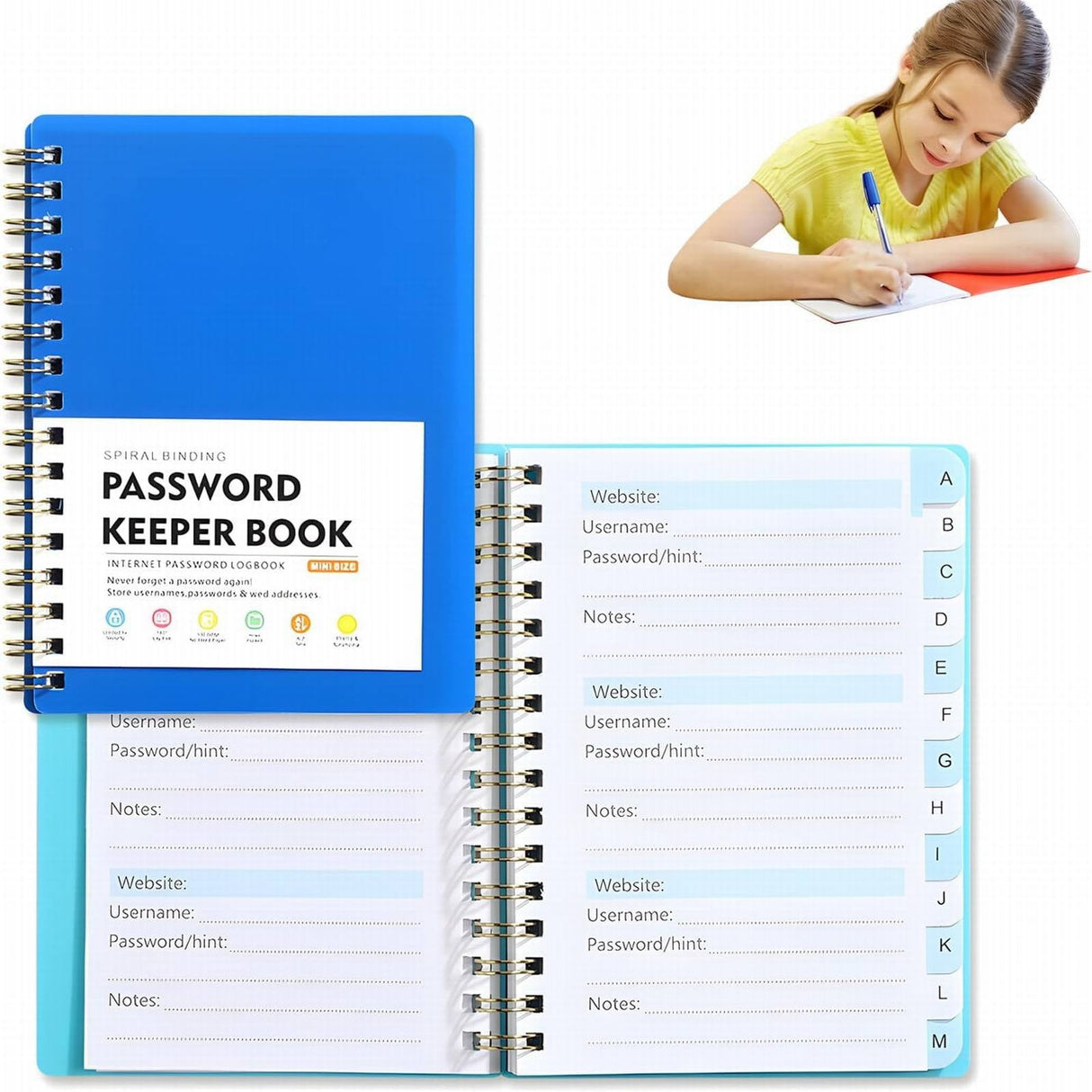 Password Book with alphabetical tabs. Internet Address Organizer Logbook. Small Pocket Password Keeper for Website Logins, 4.25x5.7 4.25" x 5.7" Orange