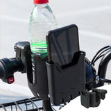 2-in-1 Adjustable Drink Holder,Universal Cup Holder with Cell Phone Holder,Large Diameter Design Bike Cup Holder for Wheelchair Walker Bike, Orange - Front View