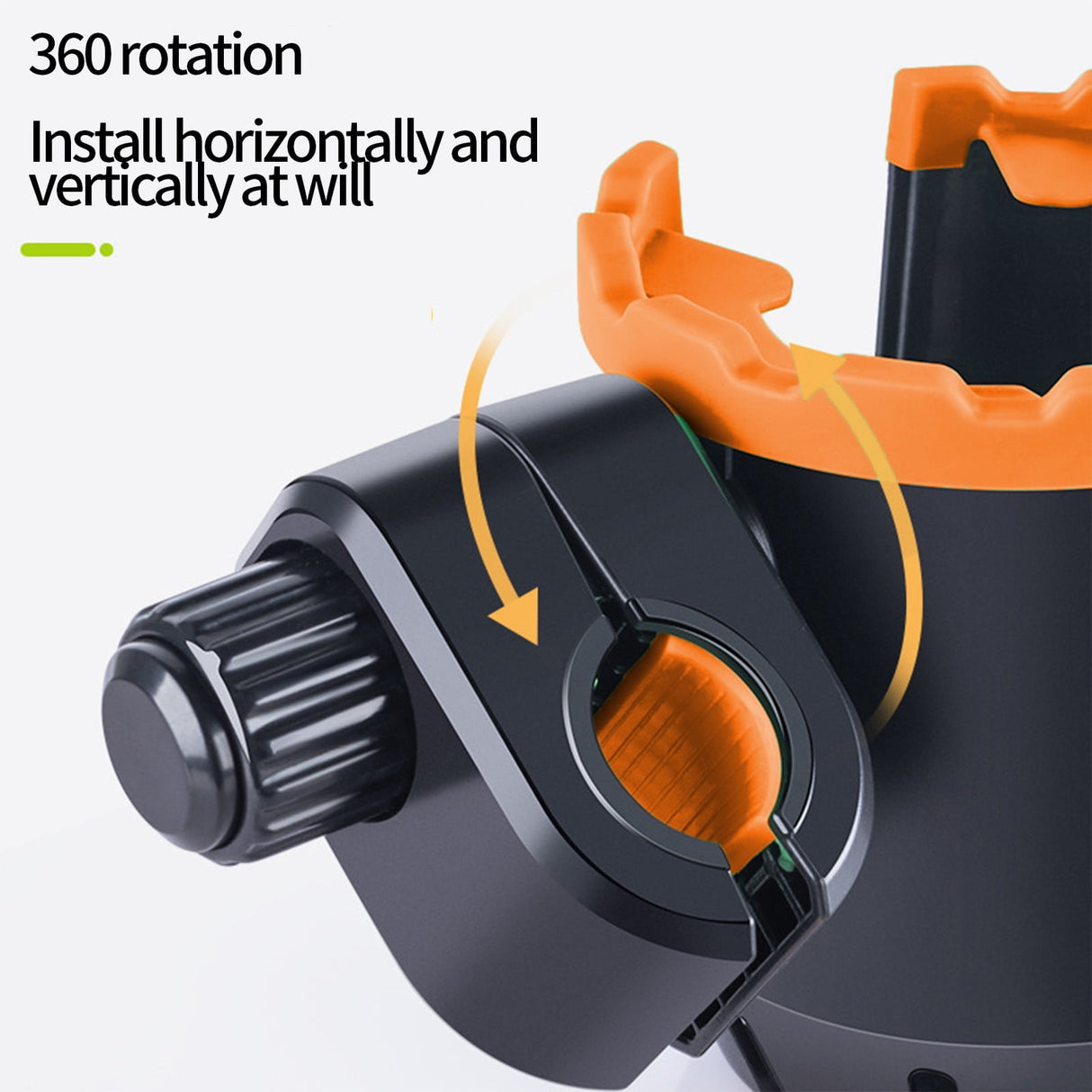 2-in-1 Adjustable Drink Holder,Universal Cup Holder with Cell Phone Holder,Large Diameter Design Bike Cup Holder for Wheelchair Walker Bike OG, Orange