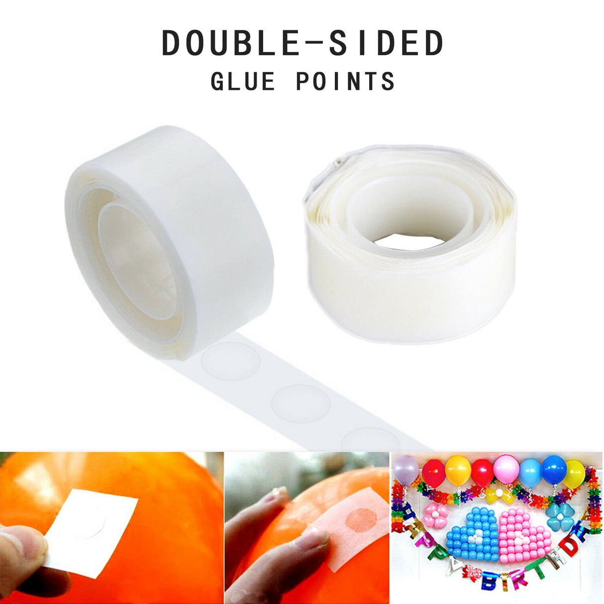 Glue Point, 1000 Pcs Clear Balloon Glue, Removable Adhesive Dots, Double Sided Dots of Glue Tape for Balloons, Craft Glue Points Dots Sticky Dots or Wedding Decoration, 10 Roll, 2Inches 2" White*10 Roll