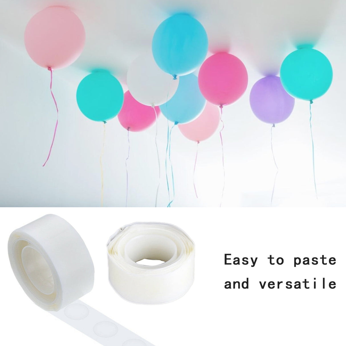 Glue Point, 1000 Pcs Clear Balloon Glue, Removable Adhesive Dots, Double Sided Dots of Glue Tape for Balloons, Craft Glue Points Dots Sticky Dots or Wedding Decoration, 10 Roll, 2Inches 2" White*10 Roll