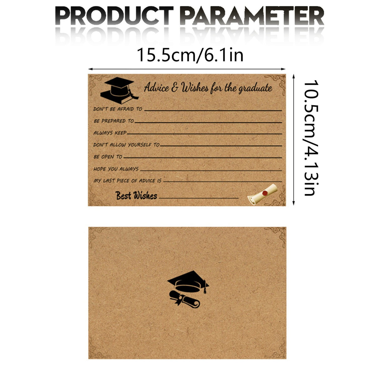 Graduation Advice And Well Wishes Cards For Graduates - Class Of Grad Cap & Diploma Fill-In Advice Cards For High School, College Grad Party Supplies (Retro Kraft Paper), 10 PCS, 6.1x4.13 6.1x4.13"*10 Coffee*10