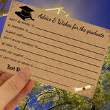 Graduation Advice And Well Wishes Cards For Graduates - Class Of Grad Cap & Diploma Fill-In Advice Cards For High School, College Grad Party Supplies (Retro Kraft Paper), 10 PCS, 6.1x4.13 6.1x4.13"*10 Coffee*10