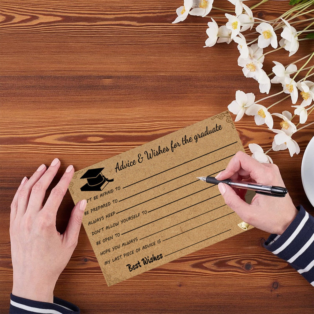 Graduation Advice And Well Wishes Cards For Graduates - Class Of Grad Cap & Diploma Fill-In Advice Cards For High School, College Grad Party Supplies (Retro Kraft Paper), 10 PCS, 6.1x4.13 6.1x4.13"*10 Coffee*10