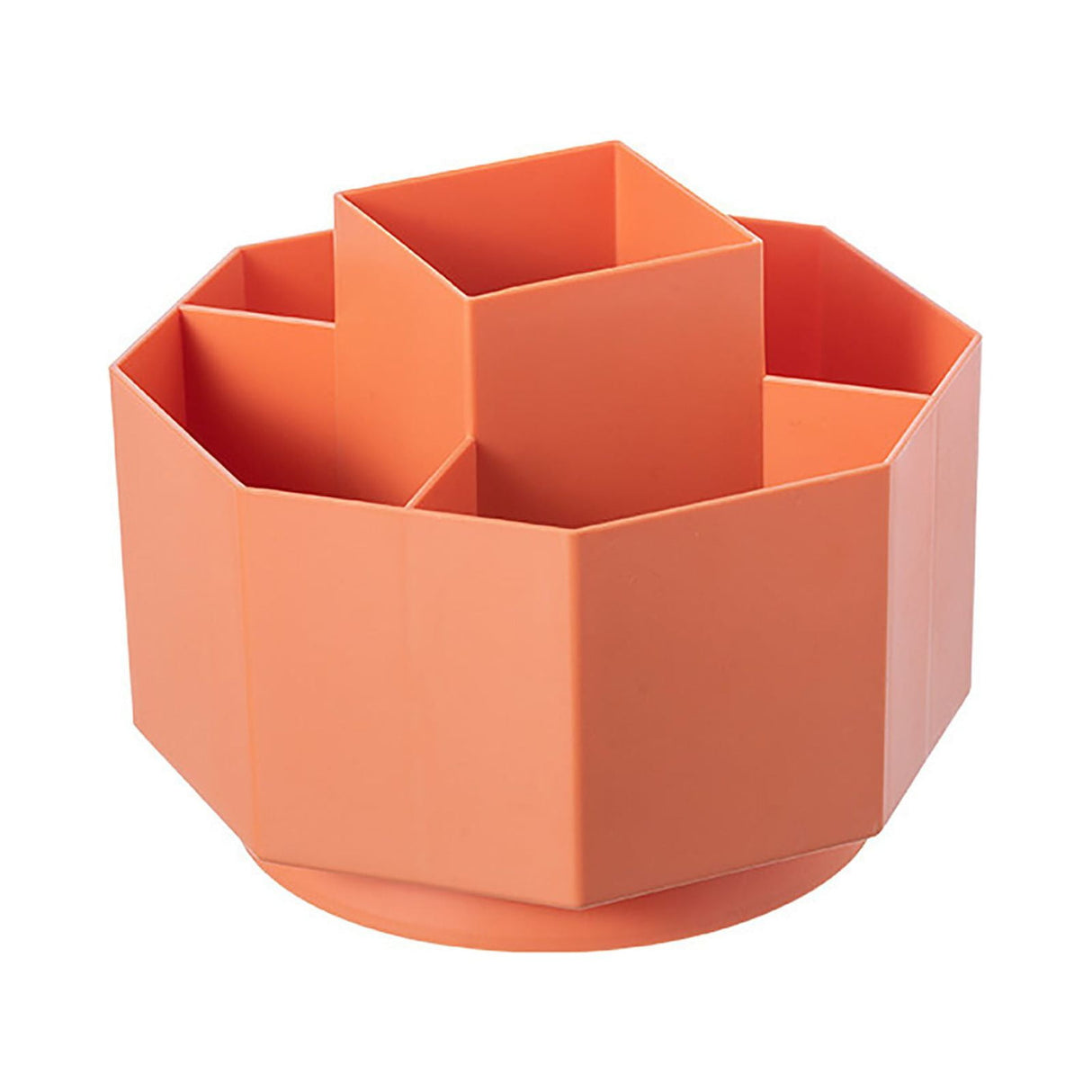 Large Capacity Rotating Pen Holder, Desktop Organizer for Office Supplies, Cosmetics Brushes, 5-Slot Plastic Storage Basket for Desk, Dorm, Kitchen Counter White 5.51x5.51x4.52' 5.51" x 5.51" x 4.52" Orange
