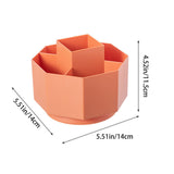 Large Capacity Rotating Pen Holder, Desktop Organizer for Office Supplies, Cosmetics Brushes, 5-Slot Plastic Storage Basket for Desk, Dorm, Kitchen Counter White 5.51x5.51x4.52' 5.51" x 5.51" x 4.52" Orange