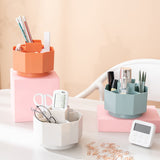 Large Capacity Rotating Pen Holder, Desktop Organizer for Office Supplies, Cosmetics Brushes, 5-Slot Plastic Storage Basket for Desk, Dorm, Kitchen Counter White 5.51x5.51x4.52' 5.51