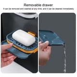 Shower Soap Dish with Suction Cups, Wall-Mounted Bathroom Organizer for Bar Soap, Waterproof Kitchen Soap Holder with Drainage Holes Blue 5.12x3.35x0.787'' Blue