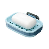 Shower Soap Dish with Suction Cups, Wall-Mounted Bathroom Organizer for Bar Soap, Waterproof Kitchen Soap Holder with Drainage Holes Blue 5.12x3.35x0.787'' Gray
