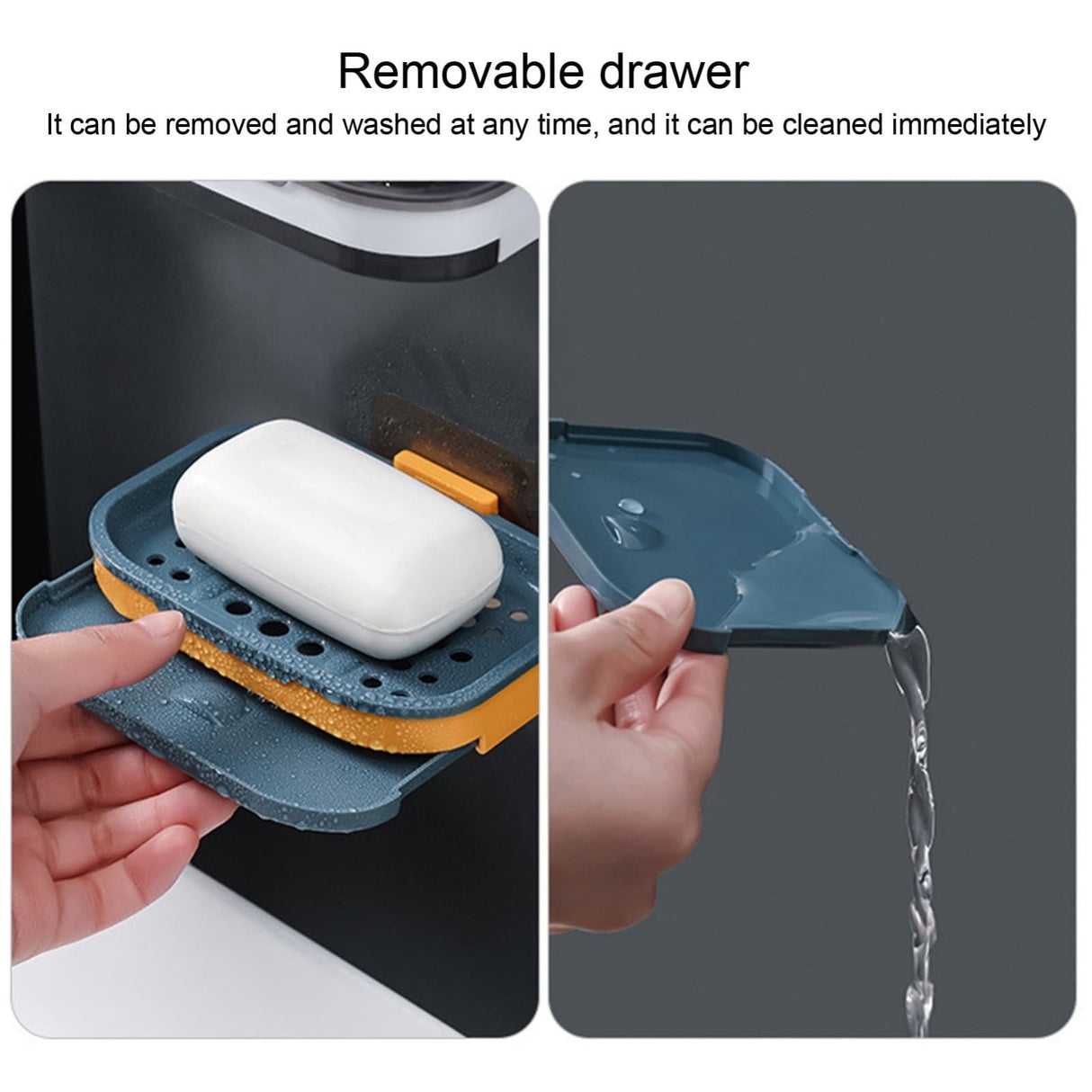 Shower Soap Dish with Suction Cups, Wall-Mounted Bathroom Organizer for Bar Soap, Waterproof Kitchen Soap Holder with Drainage Holes Blue 5.12x3.35x0.787'' Gray
