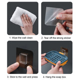 Shower Soap Dish with Suction Cups, Wall-Mounted Bathroom Organizer for Bar Soap, Waterproof Kitchen Soap Holder with Drainage Holes Blue 5.12x3.35x0.787'' Gray - Low Angle