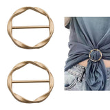 2 PCS Scarf Ring Clips Waist Buckle Clip T-Shirt Tie Pin Clip for Women Fashion Metal Circle Buckle for Clothes Hat Belt Decor, Black, 1.37Inches 1.37