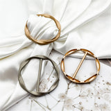 2 PCS Scarf Ring Clips Waist Buckle Clip T-Shirt Tie Pin Clip for Women Fashion Metal Circle Buckle for Clothes Hat Belt Decor, Black, 1.37Inches 1.37" Beige