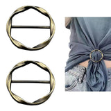 2 PCS Scarf Ring Clips Waist Buckle Clip T-Shirt Tie Pin Clip for Women Fashion Metal Circle Buckle for Clothes Hat Belt Decor, Black, 1.37Inches 1.37