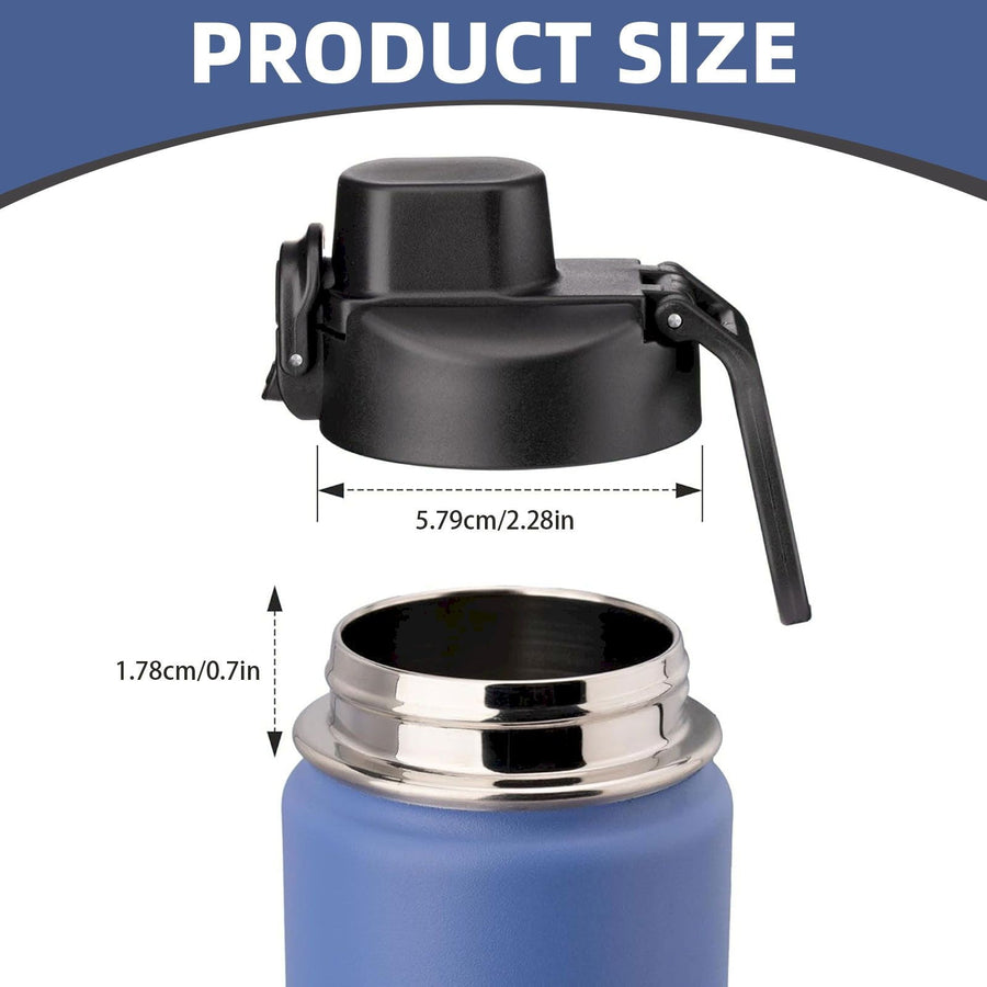 Universal Water Bottle Lid Replacement - Black Nozzle Fit 12-42oz Stainless/Plastic Bottles (Leakproof Drinking Spout Design) Black
