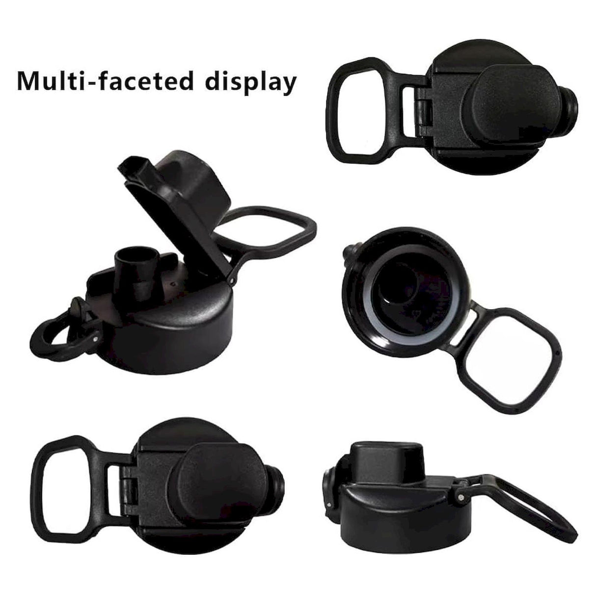 Universal Water Bottle Lid Replacement - Black Nozzle Fit 12-42oz Stainless/Plastic Bottles (Leakproof Drinking Spout Design) Black