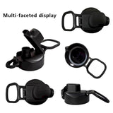 Universal Water Bottle Lid Replacement - Black Nozzle Fit 12-42oz Stainless/Plastic Bottles (Leakproof Drinking Spout Design) Black - Top-Down View