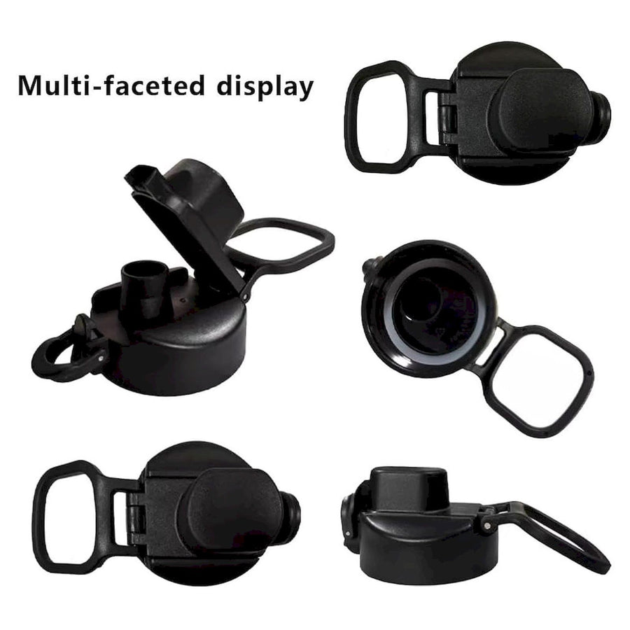 Universal Water Bottle Lid Replacement - Black Nozzle Fit 12-42oz Stainless/Plastic Bottles (Leakproof Drinking Spout Design) Black