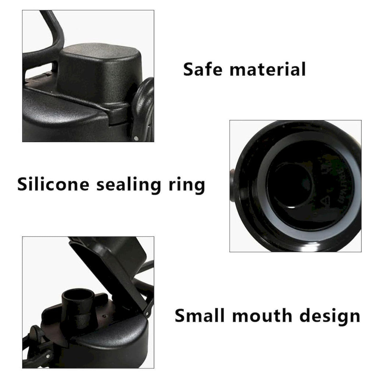 Universal Water Bottle Lid Replacement - Black Nozzle Fit 12-42oz Stainless/Plastic Bottles (Leakproof Drinking Spout Design) Black