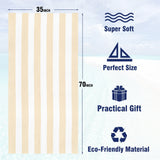 Large Oversized Striped Cotton Beach Towel, Soft Cabana Swimming Pool Towel for Adults, Beige, 89 x 178 cm