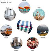 Large Oversized Striped Cotton Beach Towel, Soft Cabana Swimming Pool Towel for Adults, Beige, 89 x 178 cm