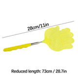 Extendable Fly Swatter, Stainless Steel Fly Swatter, Hand Fly Swatters with Rubber Handle,Retractable Stainless Steel Fly Swatter Yellow - Front View