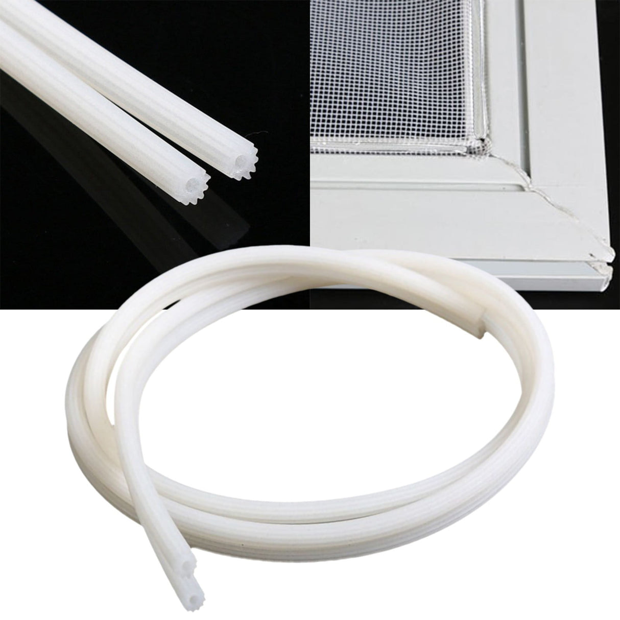 Window Screen Spline, 0.20" x 32.8FT Replacement Round Black Window Screen Retainer Spline, Window Screen Repair 0.16" x 32.8FT Clear1