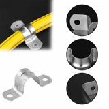 10pcs Stainless Steel Rigid Pipe Strap for 0.78 Inch Hose OD, 2 Holes Cable U Bracket Clamp Hanger Tube Strap Tension Clips, 2.36Inches 2.36" Silver