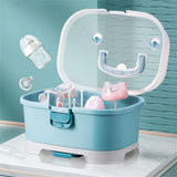 Baby Bottle Drying Rack Storage, Nursing Bottle Storage Box Organizer with Cover, Portable Kitchen Cabinet Organizer, High Capacity Bottle Dryer Holder for Bottles(Blue,11.81