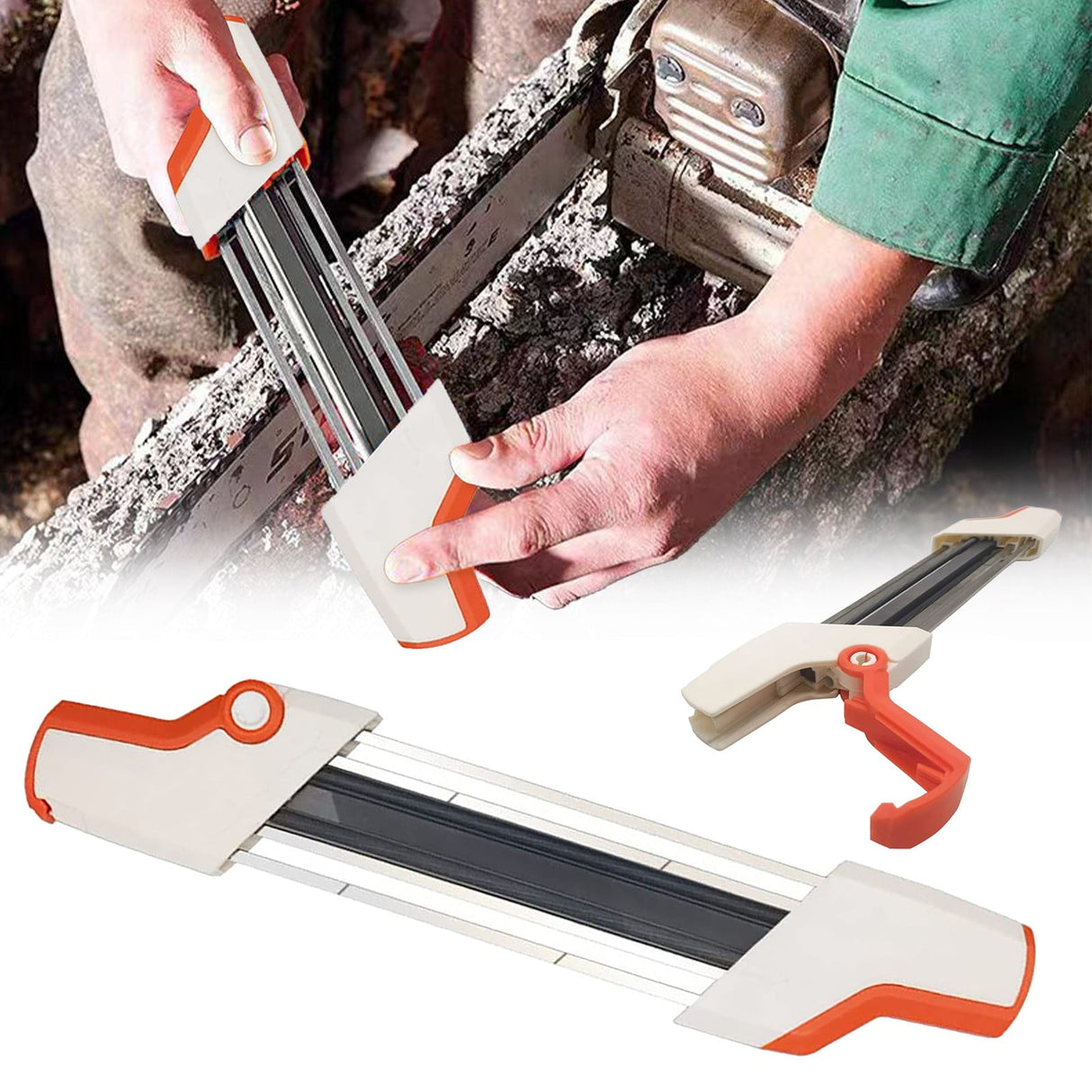 2-in-1 Chainsaw Sharpener with Pitch 3/8" (0.375”), File Diameter 5/32" (4.0 mm), Easy File Chain Saw Sharpener Tool, 2.36x12.59 2.36" x 12.59" WH3