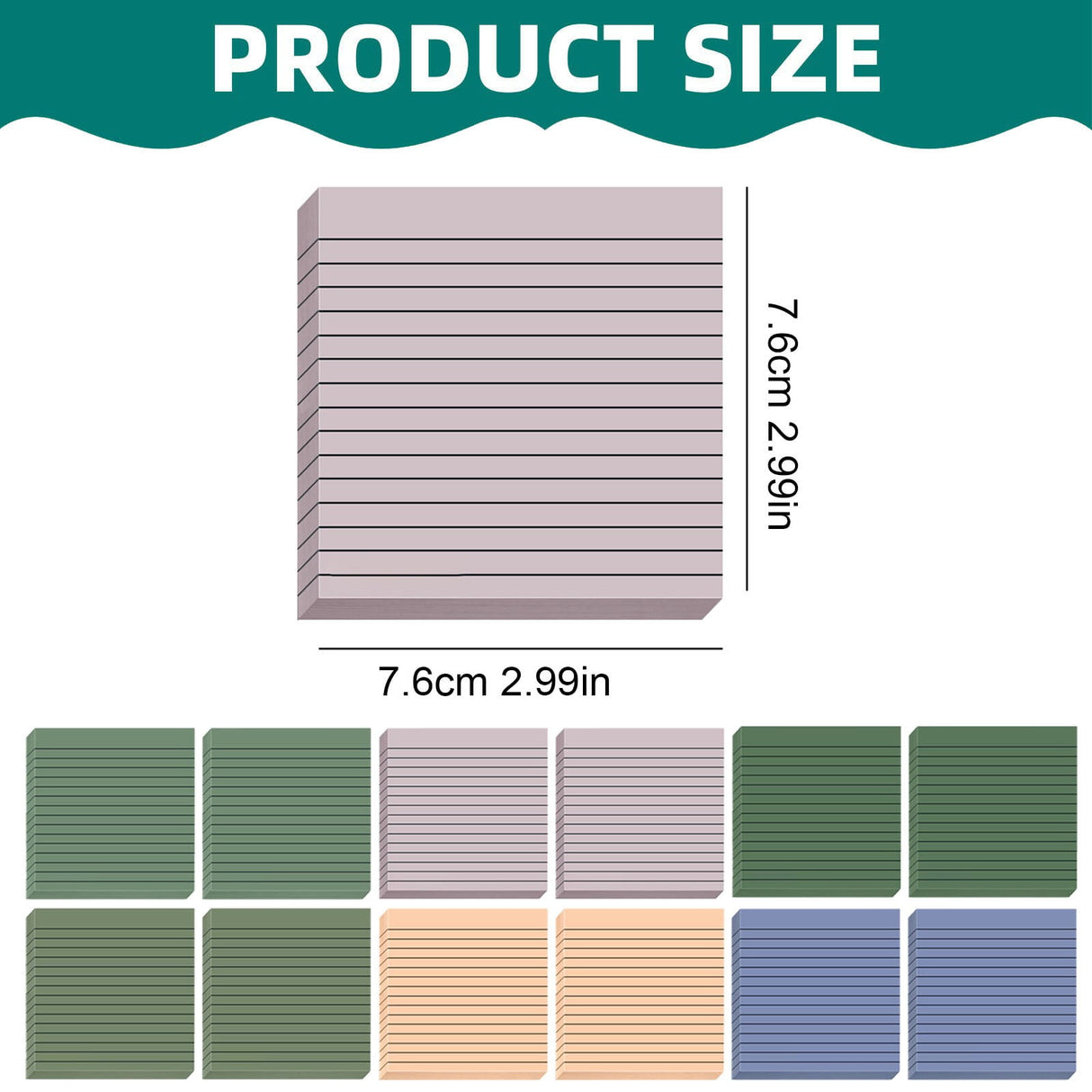 Lined Sticky Notes 3x3 Inches, Light Purple Black Ruled Self-Stick Pads, Easy to Post for Home, Office, Notebook, 1 Pack (30 Sheets/Pad) Green3 3" x 3" Beige