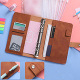 A6 PU Leather Notebook Binder Planner Budget Organizer Round Ring Binder Cover Magnetic Personal Planner Binder with 12 Binder Pocket Binder Zipper Folder for Bill Planner (Red) 4.92x7.48 4.92" x 7.48" Navy