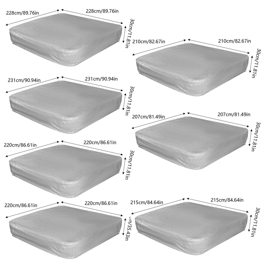 Waterproof Square Hot Tub Cover with Drawstring, Outdoor Spa and Jacuzzi Dust Protector for Patio Use, 228 x 30 cm, Beige