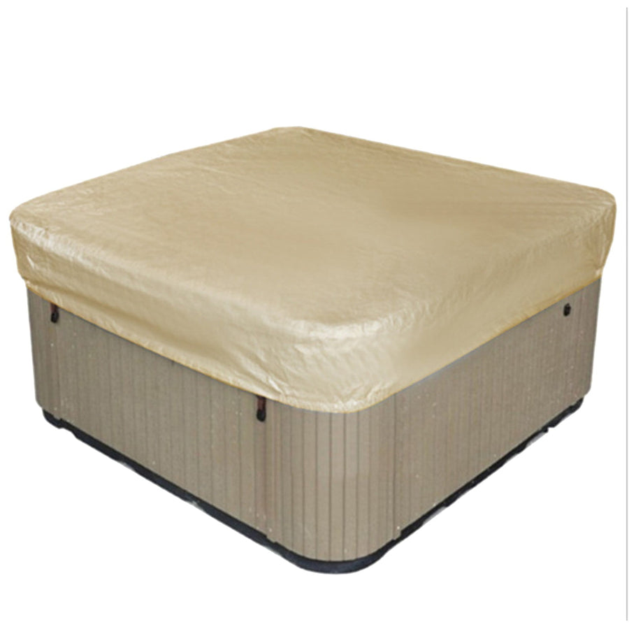 Waterproof Square Hot Tub Cover with Drawstring, Outdoor Spa and Jacuzzi Dust Protector for Patio Use, 228 x 30 cm, Beige
