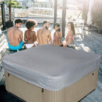 Waterproof Square Hot Tub Cover with Drawstring, Outdoor Spa and Jacuzzi Dust Protector for Patio Use, 228 x 30 cm, Beige