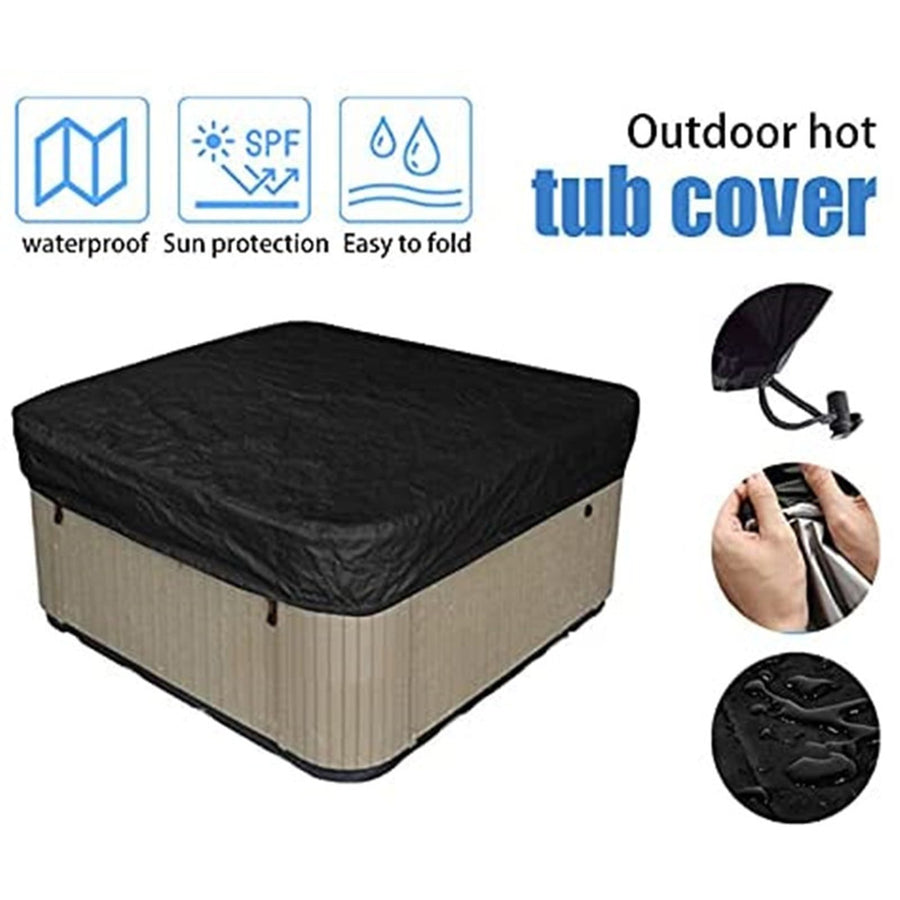 Waterproof Square Hot Tub Cover with Drawstring, Outdoor Spa and Jacuzzi Dust Protector for Patio Use, 228 x 30 cm, Beige