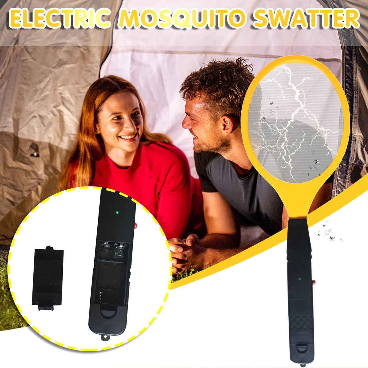 2 Pack Large Electric Mosquito Swatter Racket - Rechargeable Bug Zapper for Indoor Outdoor Use, Safety Mesh, Powerful Fly Killer, Ergonomic Handle Insect Pest Control (19x7.1in)