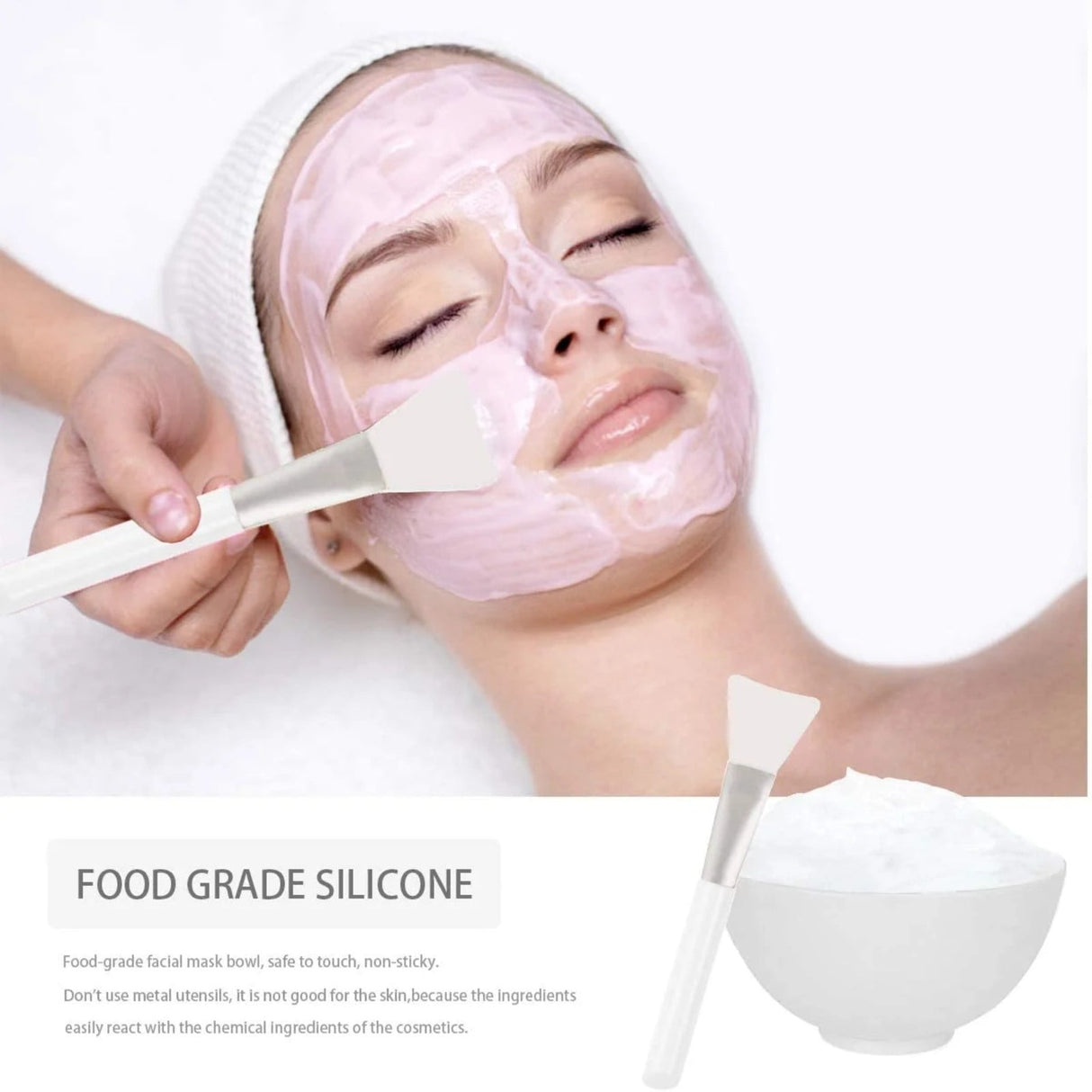Face Mask Mixing Bowl Set with Silicone Facial Bowls, Brushes, Spatula, Measuring Cup + Scoop, 5 in 1 Esthetician Tool Kit, SPA Quality-White White 5.9*3.94*7.87inch 5 Pcs