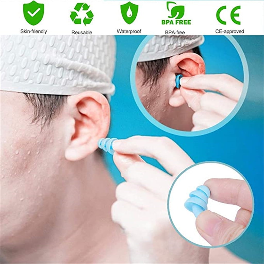 4 Pairs Swimming Ear Plugs for Adults Kids, Waterproof Silicone Surf Pool Diving Accessories Noise Reduction Soft Earplugs, Clearance Sale