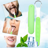 Tongue Scraper Cleaner 100% BPA Free Tongue Scrapers with Soft Handle for Adults, Kids, Healthy Oral Care, Easy to Use, Help Fight Bad Breath,with A Portable Travel Case-Black Green 1.18*0.98*6.1inch 1Pcs - Top-Down View