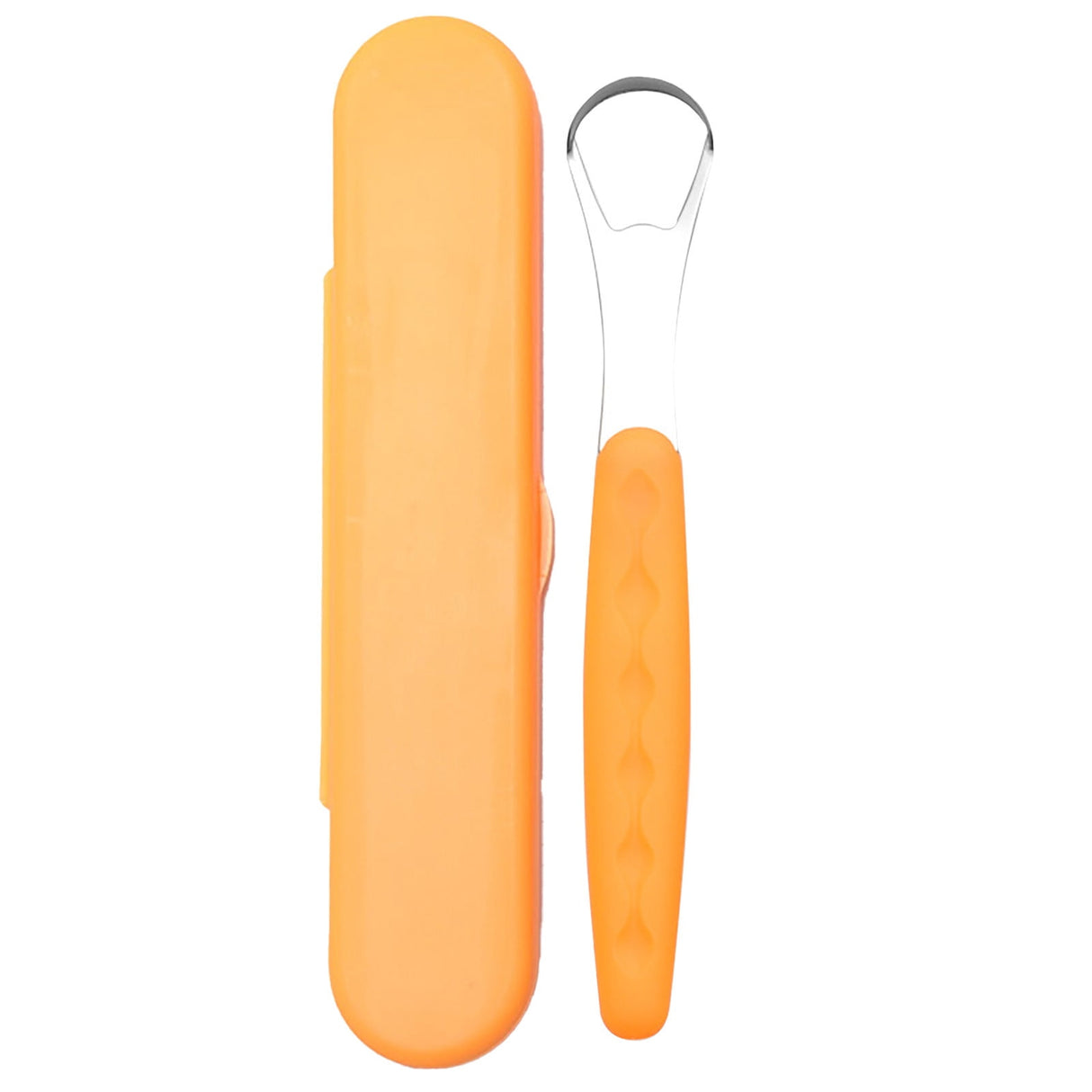 Tongue Scraper Cleaner 100% BPA Free Tongue Scrapers with Soft Handle for Adults, Kids, Healthy Oral Care, Easy to Use, Help Fight Bad Breath,with A Portable Travel Case-Black Orange 1.18*0.98*6.1inch 1Pcs